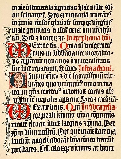 Seite aus einem frühen Druck von Peter Schöffer, Beispiel für die Buchkunst der Frühdruckzeit